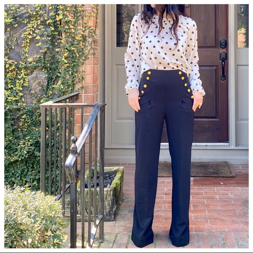 PLUS SIZE Gold buttons sailor style wide leg pants - Picture 6 of 6